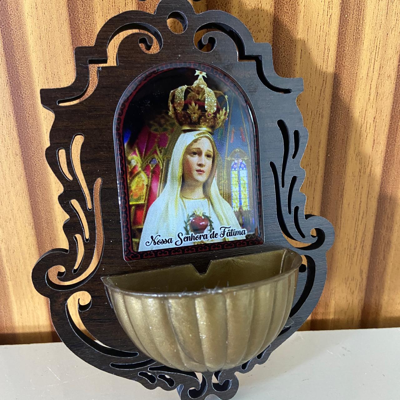 PORTA AGUA BENTA MDF NOSSA SENHORA DE FÁTIMA 16CM (1 UNIDADE)