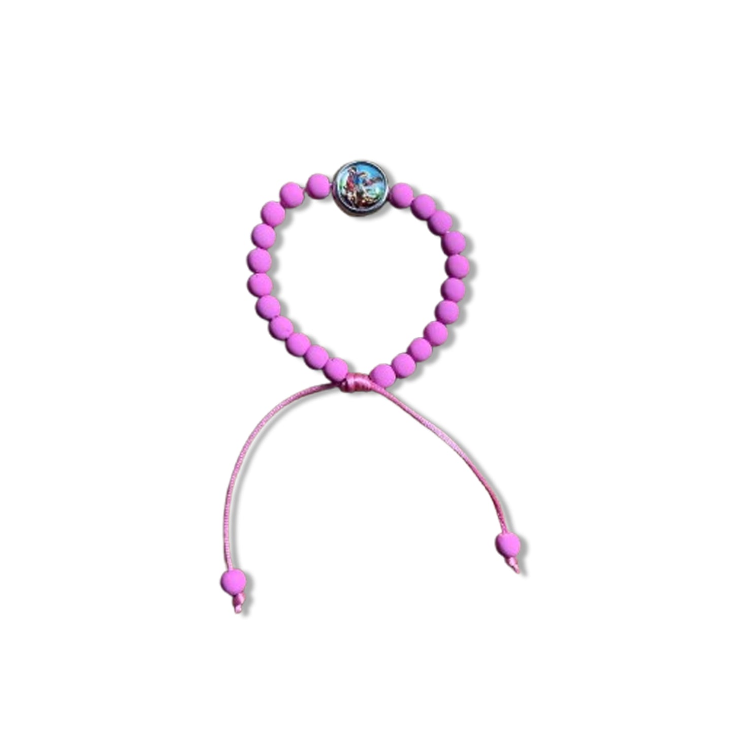 PULSEIRA EMBORRACHADA SÃO MIGUEL ARCANJO ROSA REGULÁVEL (6 UNIDADES)
