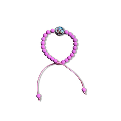 PULSEIRA EMBORRACHADA SÃO MIGUEL ARCANJO ROSA REGULÁVEL (6 UNIDADES)