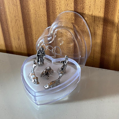 MINI PRESÉPIO ACRÍLICO CORAÇÃO PRATEADO 03CM (1 UNIDADE)