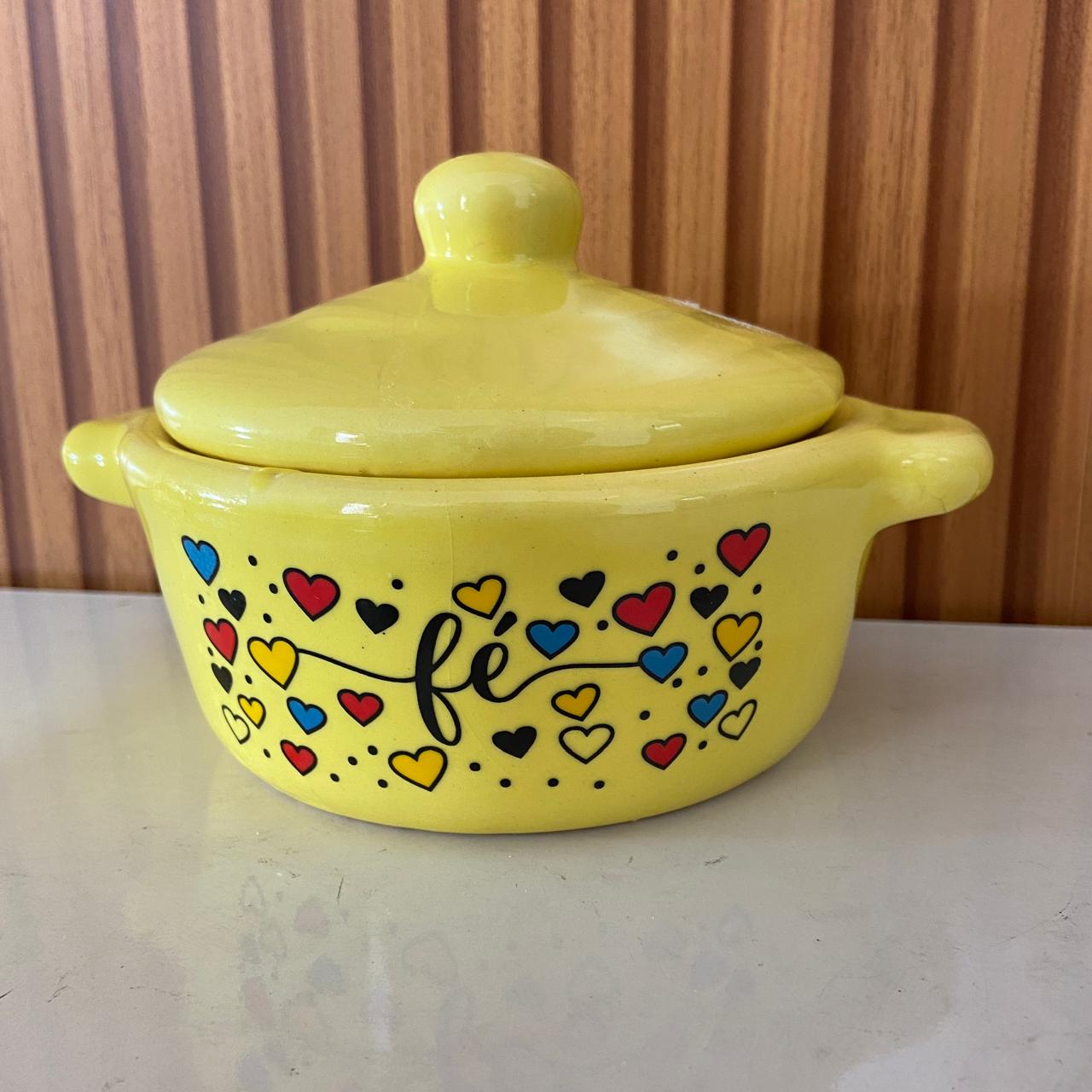 PANELINHA DE PORCELANA AMARELA FÉ (1 UNIDADE)