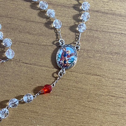 TERÇO SEMICRISTAL NA CAIXINHA SÃO MIGUEL ARCANJO 6MM (6 UNIDADES)