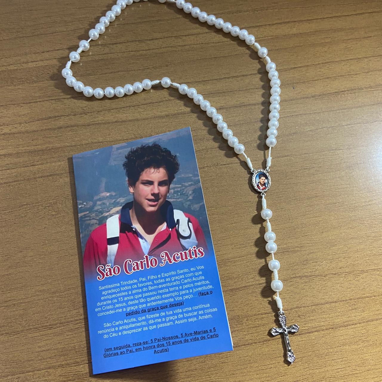 TERÇO PÉROLA CARLO ACUTIS 8MM (1 UNIDADE)