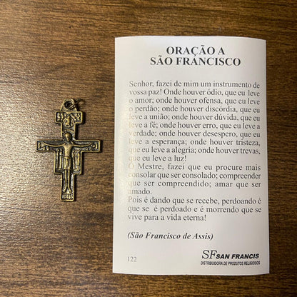 PINGENTE OURO VELHO CRUZ SÃO DAMIÃO  (1 UNIDADE)