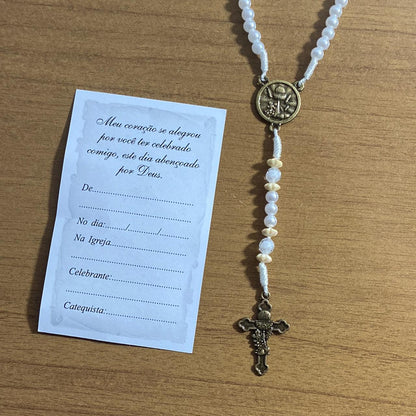 TERÇO PÉROLA LEMBRANÇA DA EUCARISTIA MD2 4MM (3 UNIDADES)