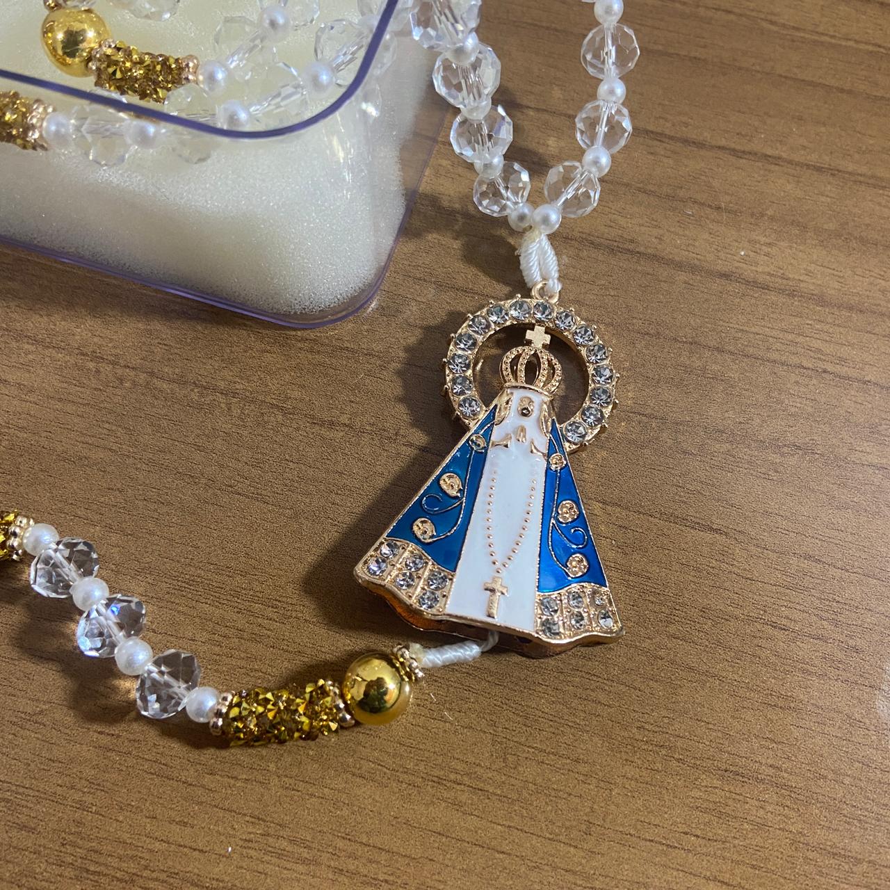 TERÇO DE NOIVA CRISTAL NOSSA SENHORA APARECIDA MOD3 10MM (1 UNIDADE)