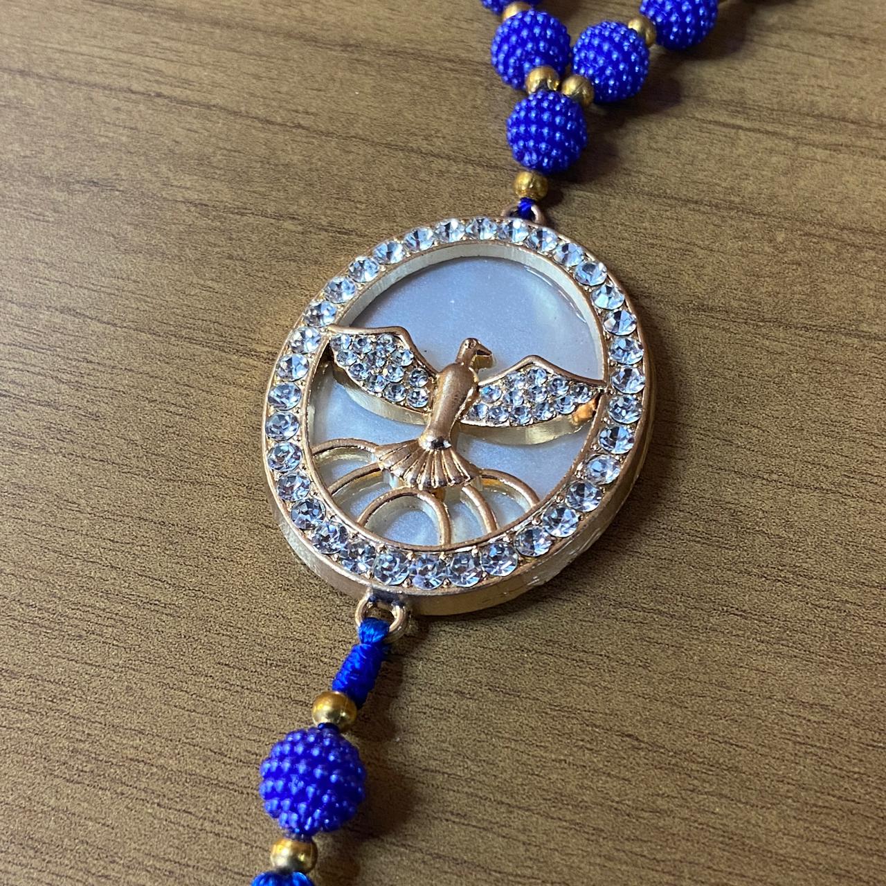 DEZENA PARA CARRO DIVINO ESPÍRITO SANTO AMORA AZUL MOD2 10MM (3 UNIDADES)