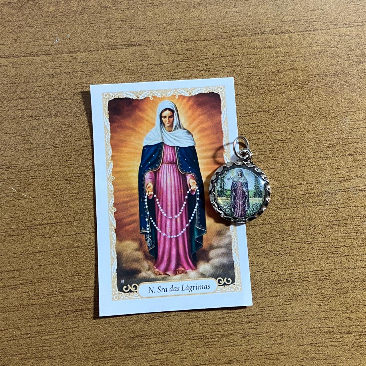 MEDALHA NÍQUEL RESINADA NOSSA SENHORA DAS LAGRIMAS (6 UNIDADE)