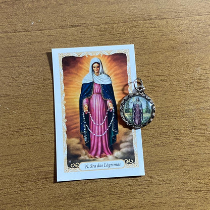MEDALHA NÍQUEL RESINADA NOSSA SENHORA DAS LAGRIMAS (6 UNIDADE)