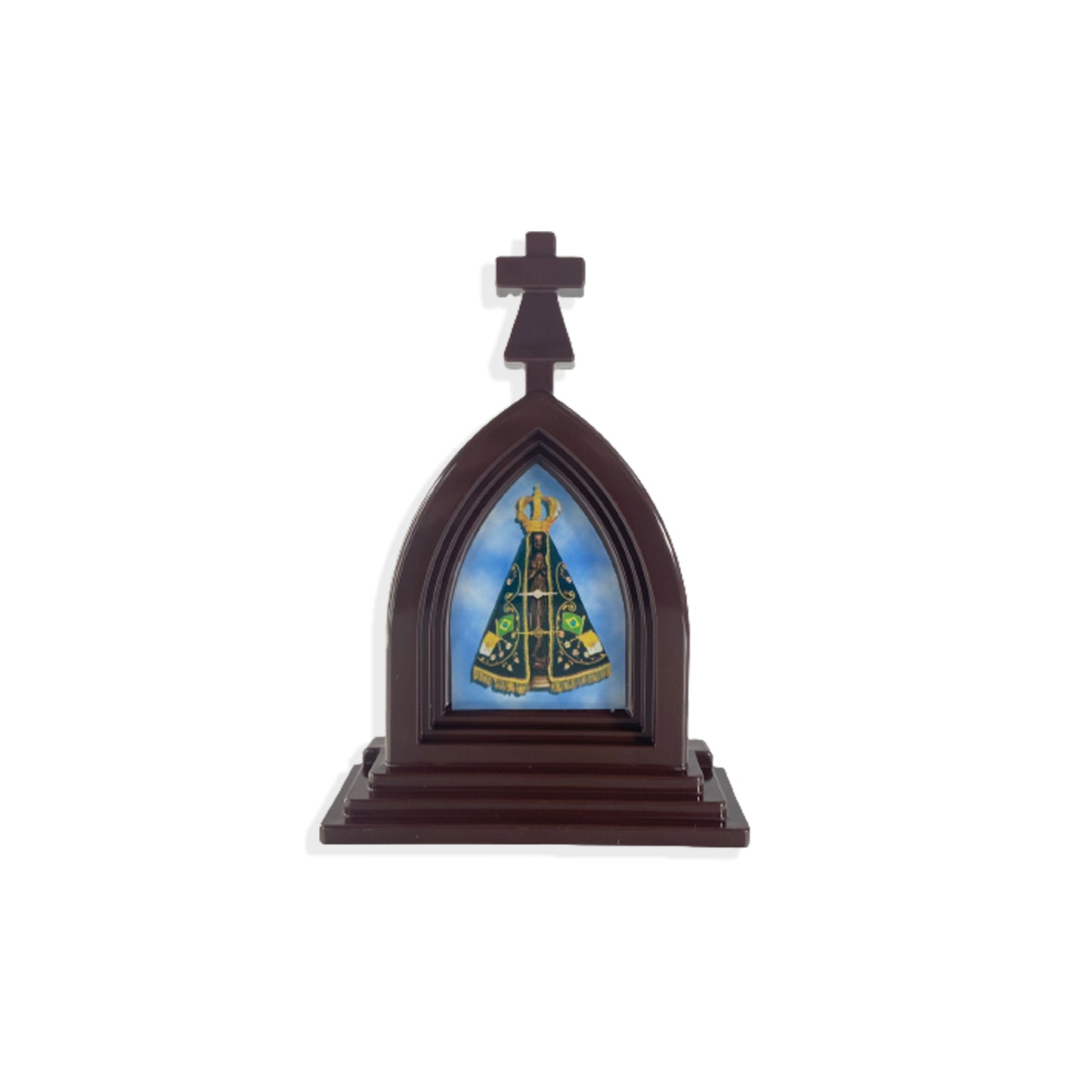 CAPELA ACRÍLICA G NOSSA SENHORA APARECIDA MARROM 18X12CM (1 UNIDADE)