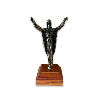IMAGEM DE MESA METAL OURO VELHO JESUS RESSUSCITADO BASE DE MADEIRA  10CM (1 UNIDADE)