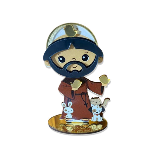 IMAGEM MDF INFANTIL SÃO FRANCISCO DE ASSIS COM ACRÍLICO 12CM (1 UNIDADE)