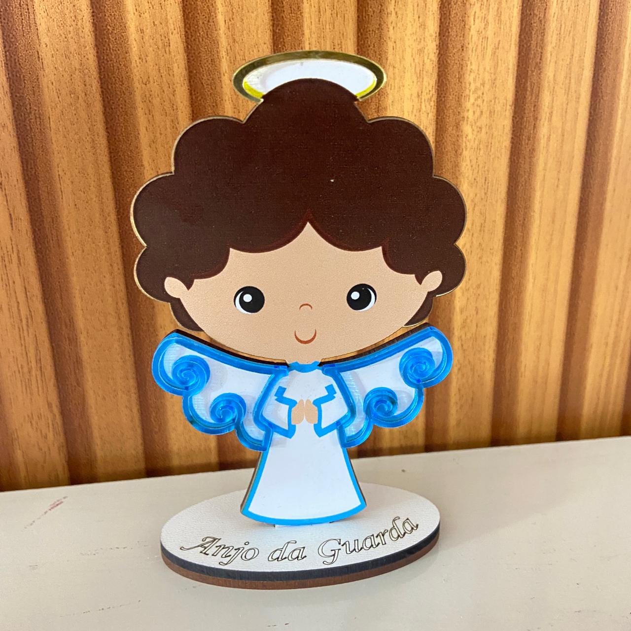 IMAGEM MDF INFANTIL COM ACRÍLICO ANJINHO DA GUARDA AZUL 12,5CM (1 UNIDADE)