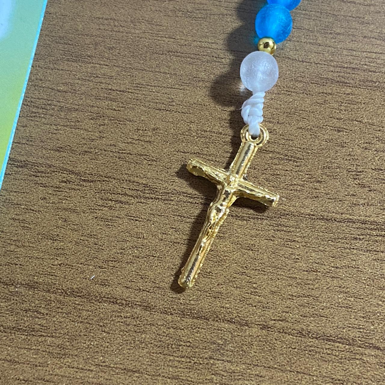 TERÇO PÉROLA AZUL NOSSA SENHORA APARECIDA 6MM MOD 2 (1 UNIDADE)