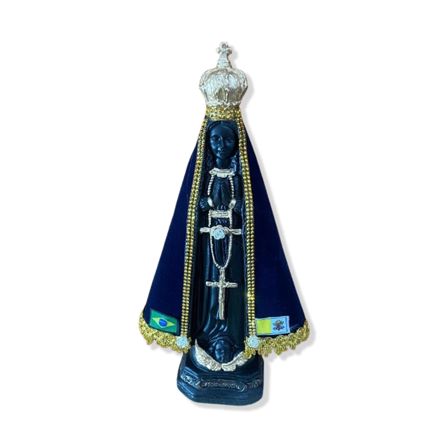 IMAGEM DE GESSO NOSSA SENHORA APARECIDA COM MANTO E STRASS MOD2 33CM  (1 UNIDADE)