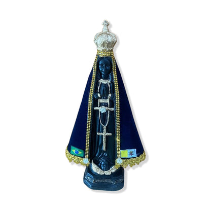 IMAGEM DE GESSO NOSSA SENHORA APARECIDA COM MANTO E STRASS MOD2 33CM  (1 UNIDADE)