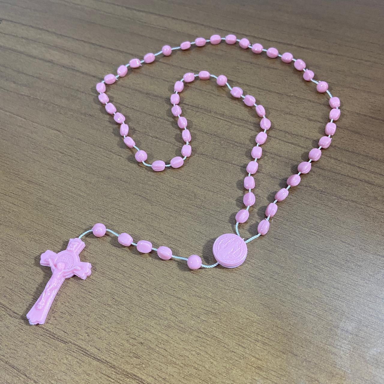 TERÇO ACRÍLICO G ROSA FOSCO 6MM (12 UNIDADES)