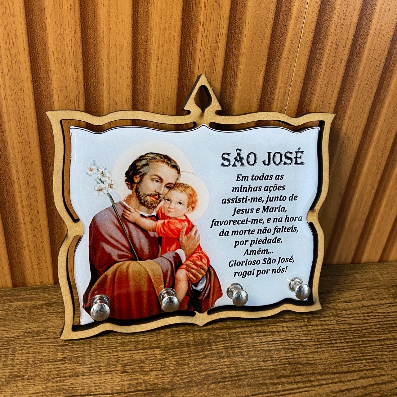 PORTA CHAVE RESINADO SÃO JOSÉ 14CM (1 UNIDADE)