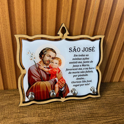 PORTA CHAVE RESINADO SÃO JOSÉ 14CM (1 UNIDADE)