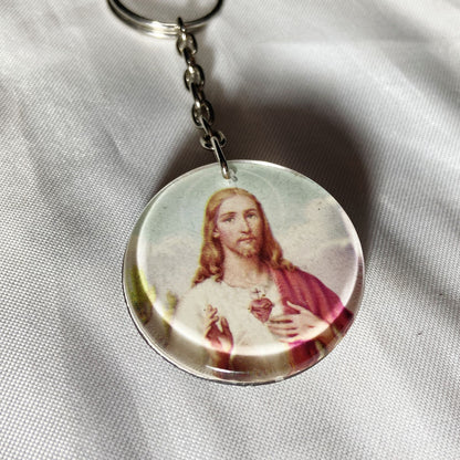 CHAVEIRO ACRÍLICO DUPLA FACE SÃO FRANCISCO E SAGRADO CORAÇÃO DE JESUS  ( 6 UNIDADES)