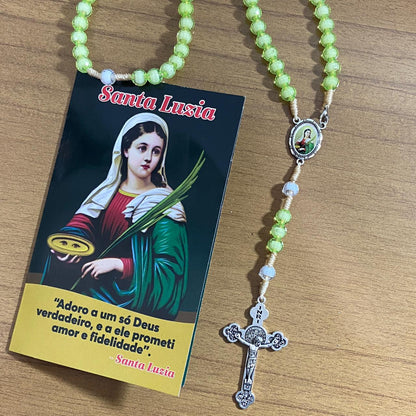 TERÇO ACRÍLICO VERDE COM FECHO SANTA LUZIA 08MM (1 UNIDADE)