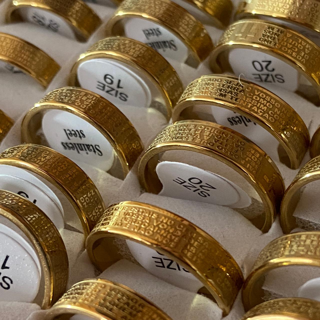 ANEL DOURADO ORAÇÃO PAI NOSSO MOD1 (36 UNIDADES)