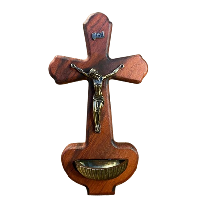 CRUCIFIXO DE PAREDE PORTA ÁGUA BENTA 21,5CM (1 UNIDADE)