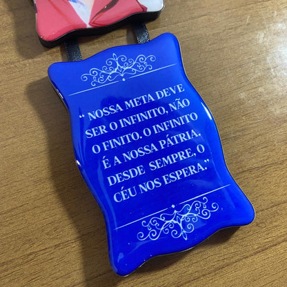 ADORNO DUPLO QUADRADO FITA SÃO CARLO ACUTIS MOD 2 (1 UNIDADE)