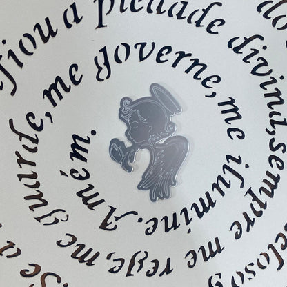 MANDALA MDF BRANCA ORAÇÃO DO SANTO ANJO 30CM  (1 UNIDADE)