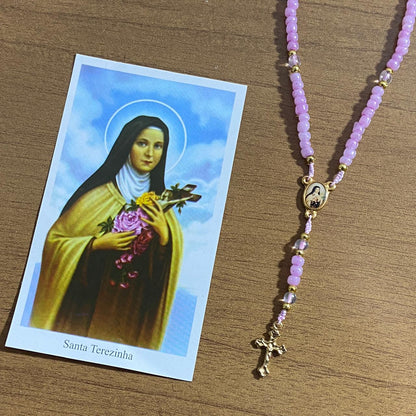 TERÇO MIÇANGA ROSA SANTA TERESINHA 4MM (1UNIDADE)