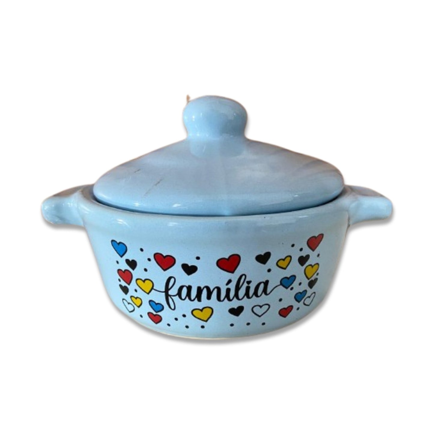 PANELINHA DE PORCELANA AZUL FAMÍLIA (1 UNIDADE)