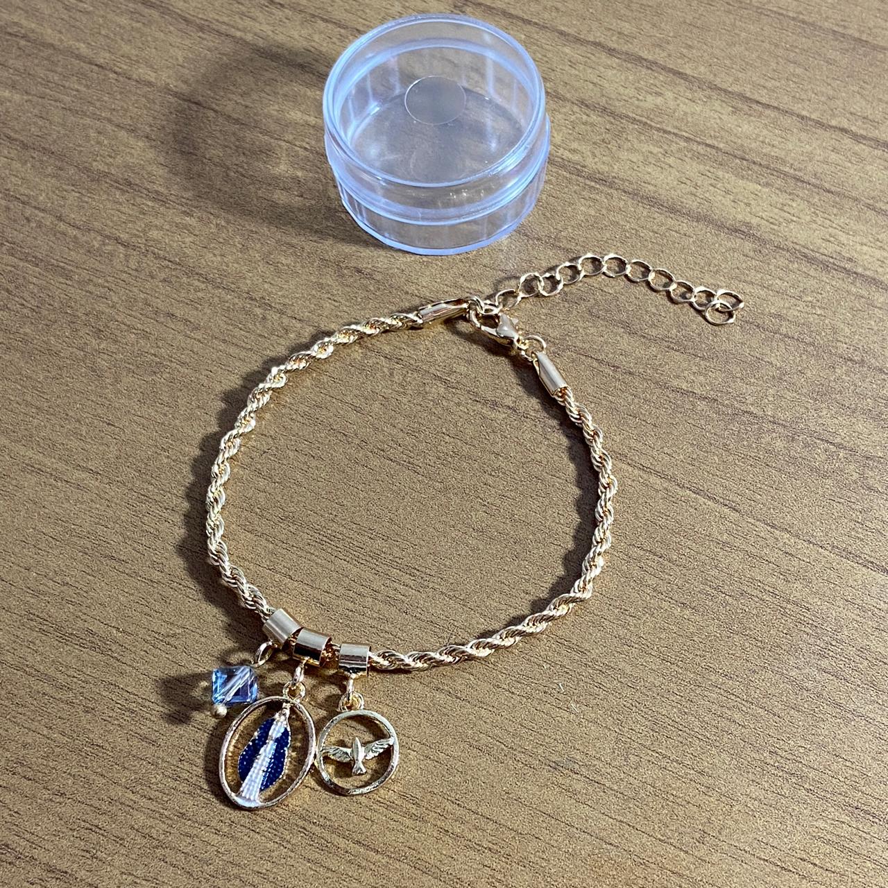 PULSEIRA DOURADA NOSSA SENHORA DAS GRAÇAS COM CRISTAL (6 UNIDADES)