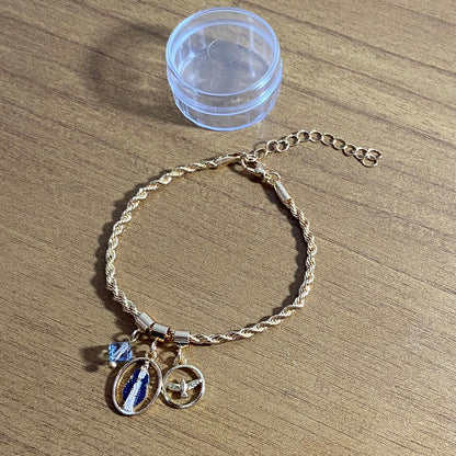 PULSEIRA DOURADA NOSSA SENHORA DAS GRAÇAS COM CRISTAL (6 UNIDADES)