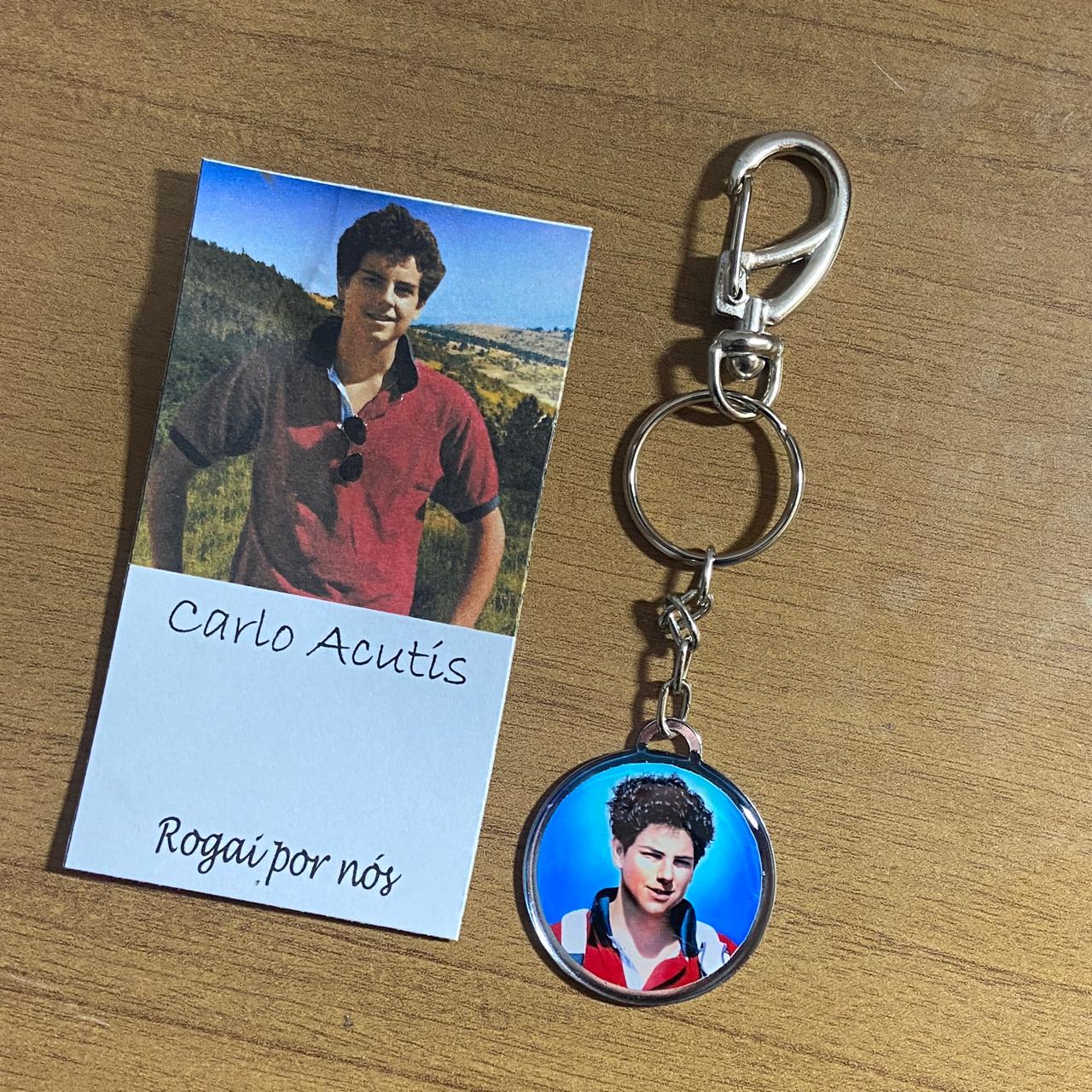 CHAVEIRO METAL DUPLA FACE COM MOSQUETE SÃO CARLO ACUTIS (6 UNIDADES)