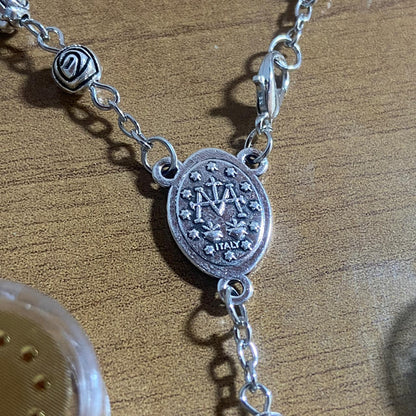 DEZENA DE METAL CONTA DE ROSAS NOSSA SENHORA DAS GRAÇAS 06MM  (6 UNIDADES)