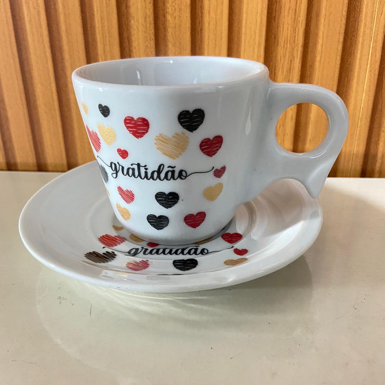 XÍCARA COM PIRES GRATIDÃO 200ML  (1 UNIDADE)