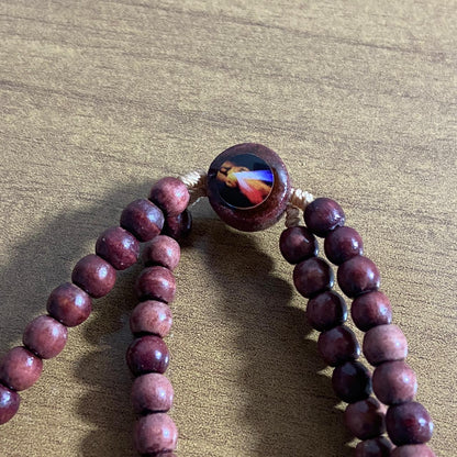 TERÇO PULSEIRA MADEIRA JESUS MISERICORDIOSO (12 UNIDADES)