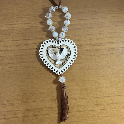DEZENA PÉROLA MEDALHÃO CORAÇÃO DIVINO ESPIRITO SANTO DE RESINA 15MM (1 UNIDADE)