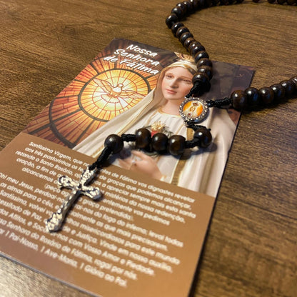 TERÇO DE MADEIRA NOSSA SENHORA DE FÁTIMA 8MM (1 UNIDADE)