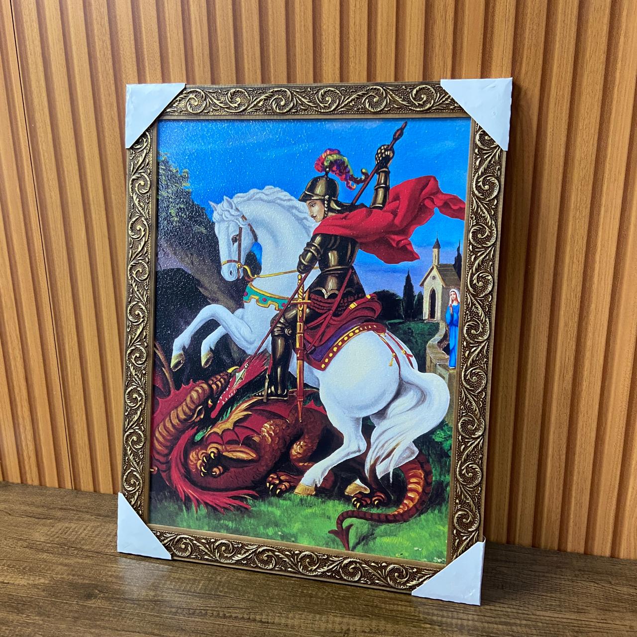 QUADRO COM MOLDURA RESINADO SÃO JORGE 45CMX35CM (1 UNIDADE)