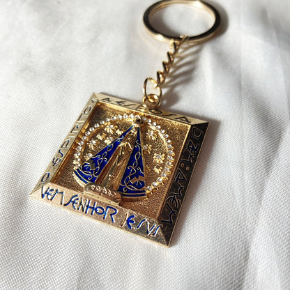 CHAVEIRO DOURADO NICHO NOSSA SENHORA APARECIDA COM STRASS (6UNIDADES)