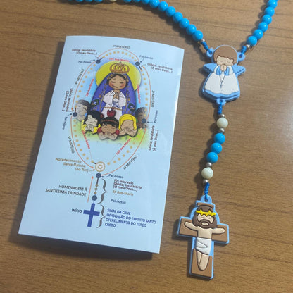 TERÇO DA CRIANÇA ANJO DA GUARDA AZUL 08MM (1 UNIDADE)