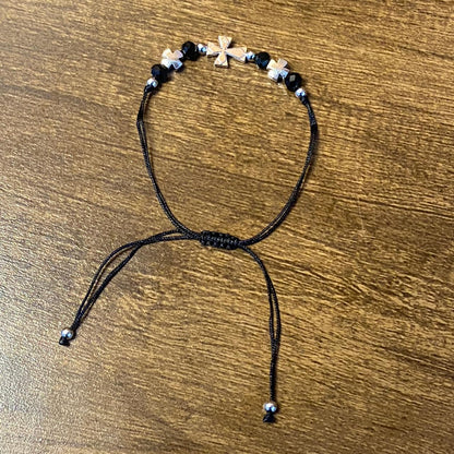 PULSEIRA REGULÁVEL CRISTAL PRETO COM CRUZ   ( 01 UNIDADE)