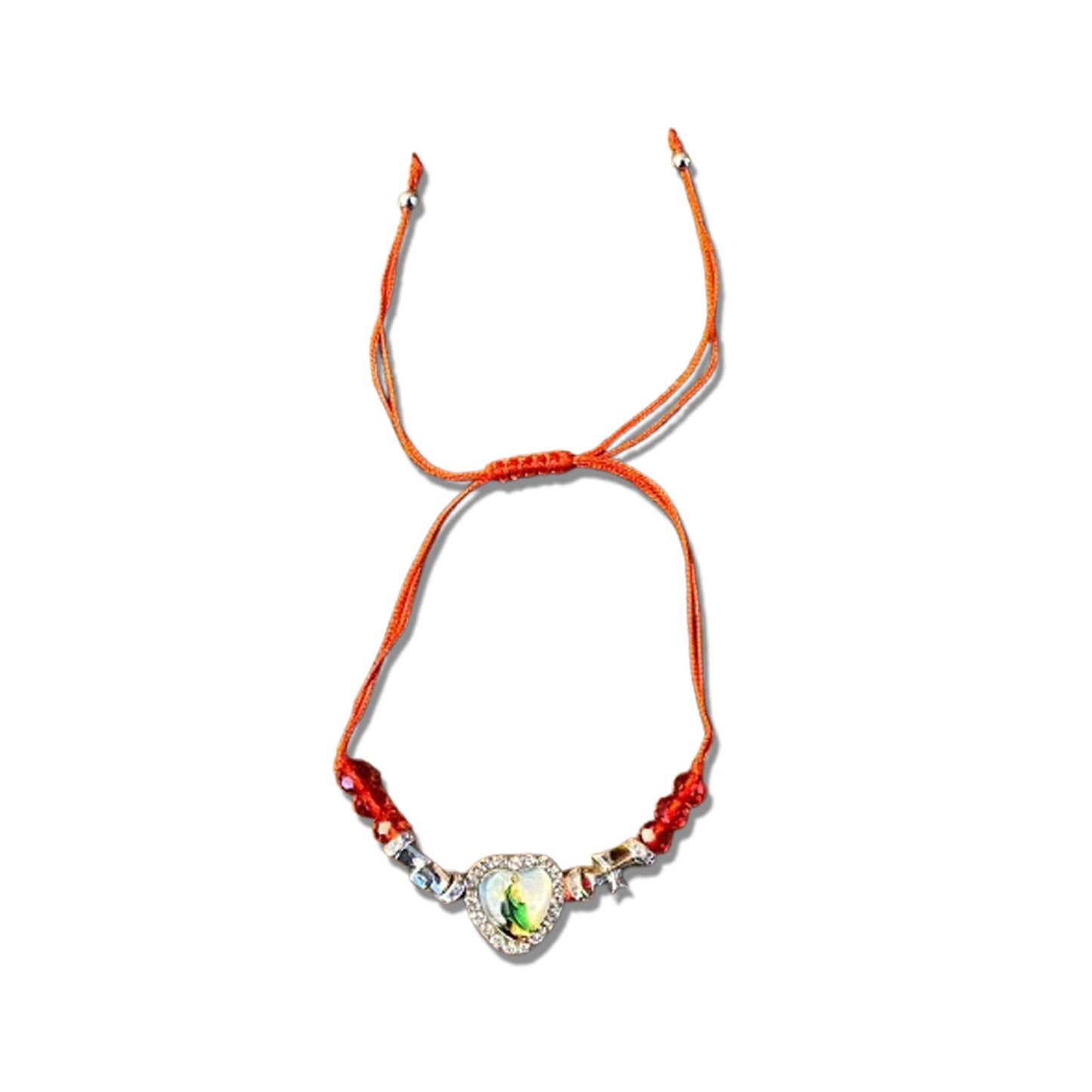 PULSEIRA REGULÁVEL CRISTAL VERMELHO COM MEDALHA RESINADA SÃO JUDAS TADEU  ( 01 UNIDADE)
