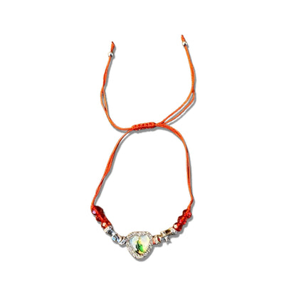 PULSEIRA REGULÁVEL CRISTAL VERMELHO COM MEDALHA RESINADA SÃO JUDAS TADEU  ( 01 UNIDADE)