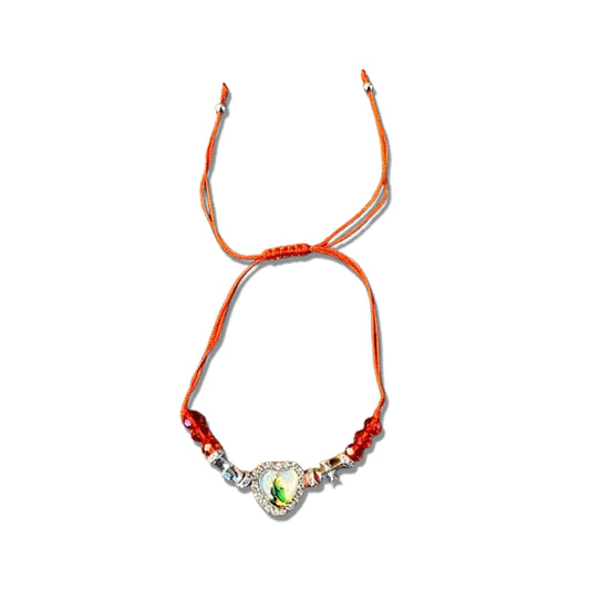 PULSEIRA REGULÁVEL CRISTAL VERMELHO COM MEDALHA RESINADA SÃO JUDAS TADEU  ( 01 UNIDADE)