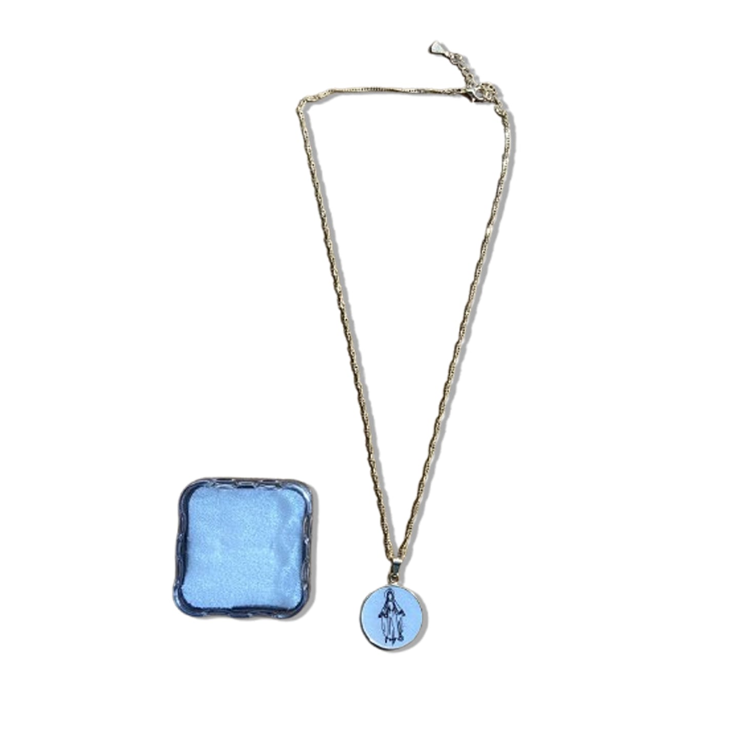 CORRENTE DOURADA MEDALHA ACRÍLICA NOSSA SENHORA DAS GRAÇAS  (3 UNIDADES)