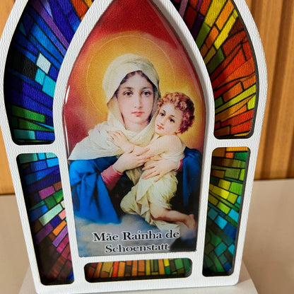 CAPELA MDF VITRAL MÃE RAINHA 18CM (1 UNIDADE)