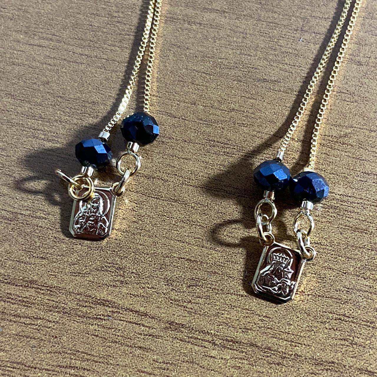 PULSEIRA ESCAPULARIO CRISTAL AZUL PETRÓLEO MOD2 (3 UNIDADES)