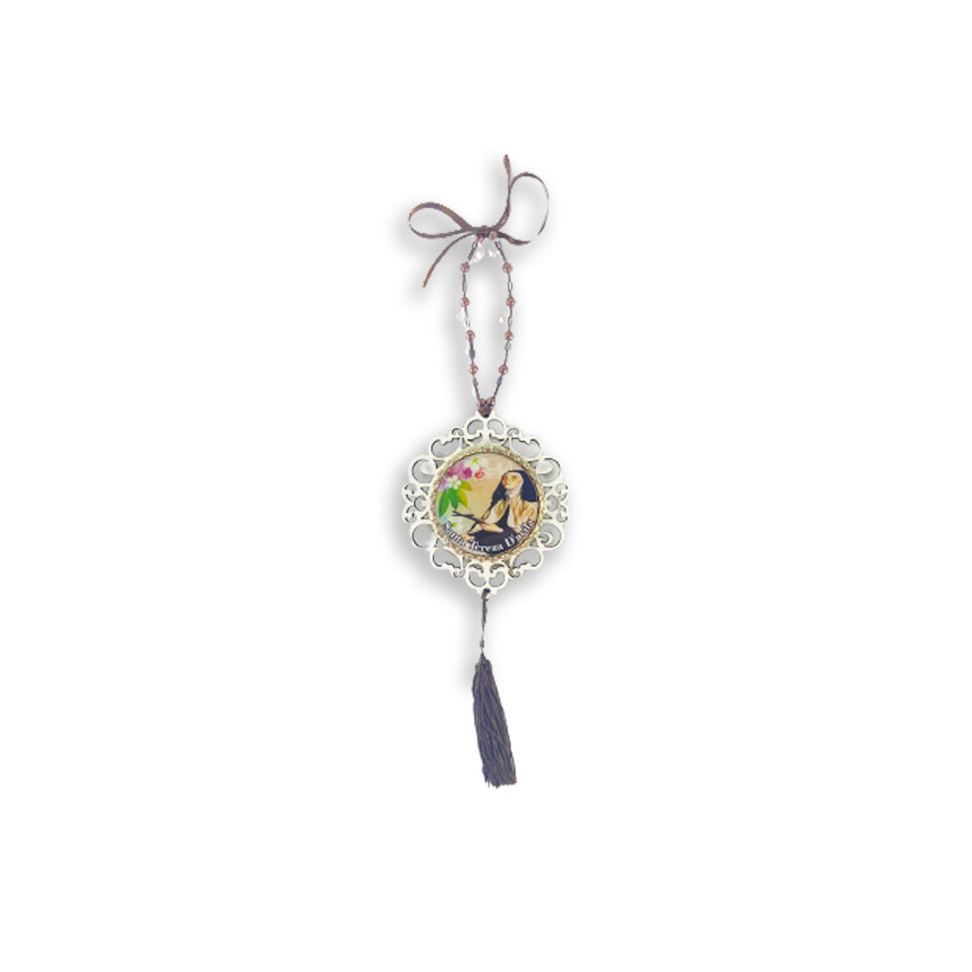 MEDALHÃO DE PORTA RESINADO COM STRASS SANTA TERESA D'AVILA (1 UNIDADE)